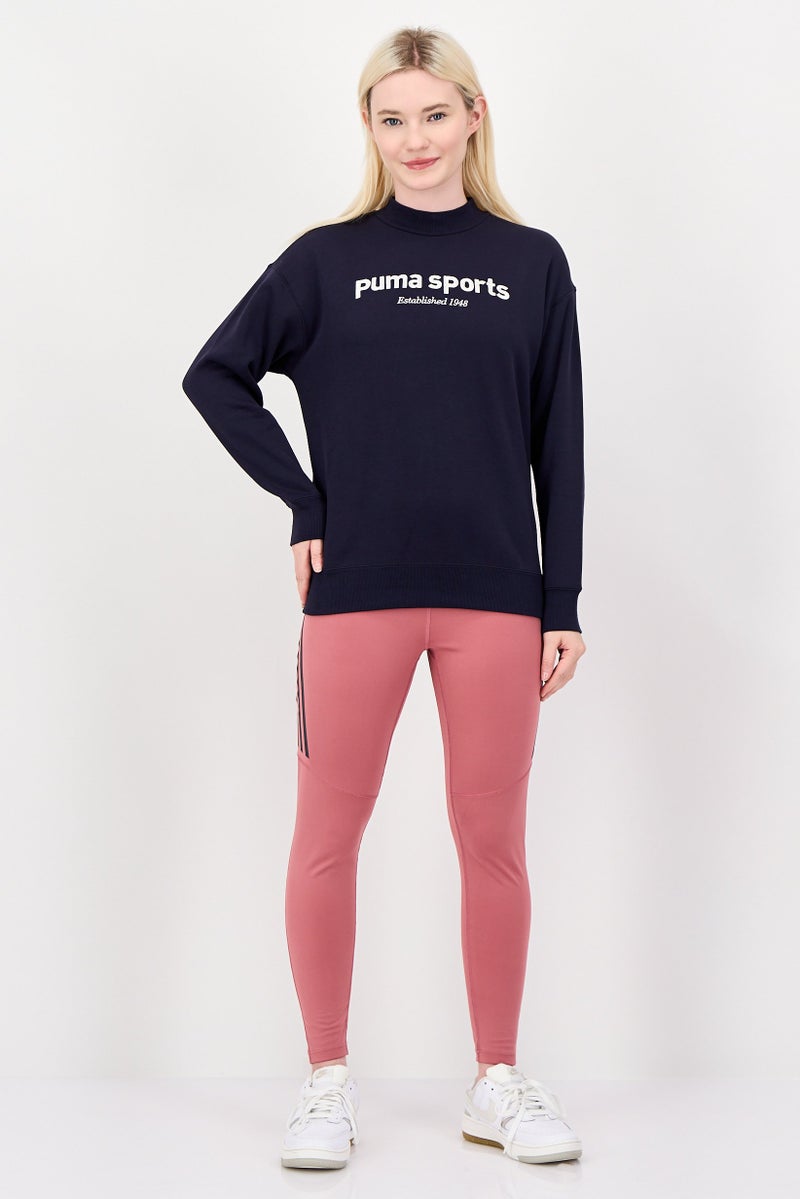 PUMA سويت شيرت خارجي طويل الأكمام للنساء بقصة مريحة، كحلي داكن - Image 4
